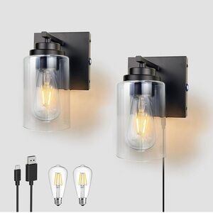 Dimmable Battery Operated Wall Sconce Set of Two